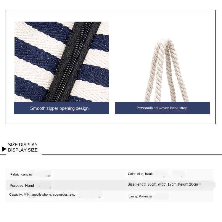 IELGY summer creative print striped one-shoulder cotton bag storage bag European and American fashion female bag
