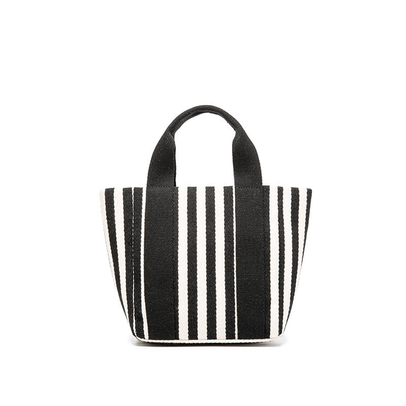 IELGY Simple striped canvas bag, small fresh canvas handbag, messenger handbag