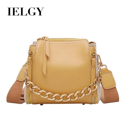 IELGY Contrast Chain Portable Bucket Bag Broadband Shoulder Crossbody Bag