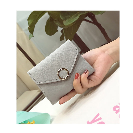 Small ring short section three fold thin money wallet women new simple