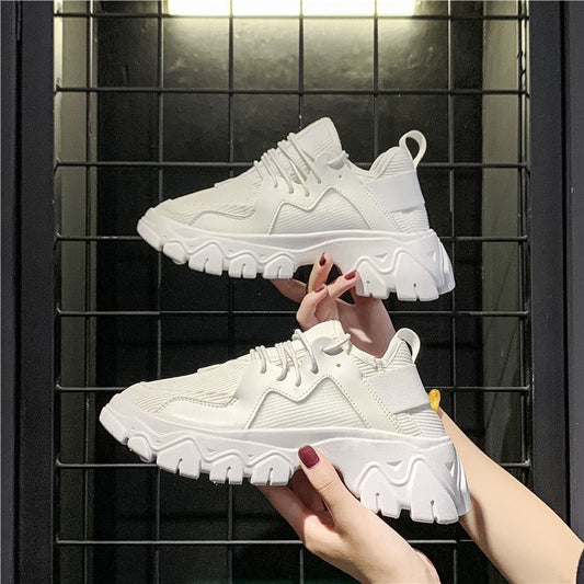 IELGY fashion lace-up women's shoes platform casual mesh sneakers