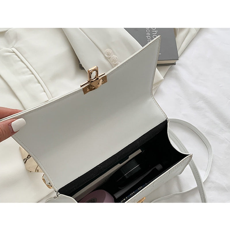IELGY retro lock stone pattern silk scarf fashion messenger handbag