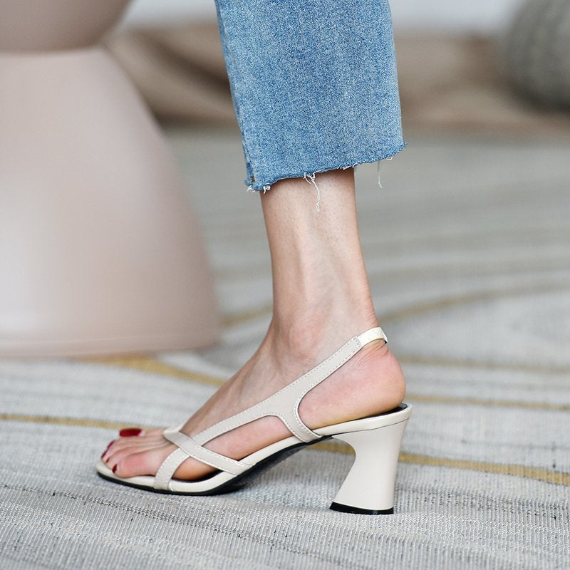 IELGY Sandals female fairy style square head flip flops thick heel fashion high heels