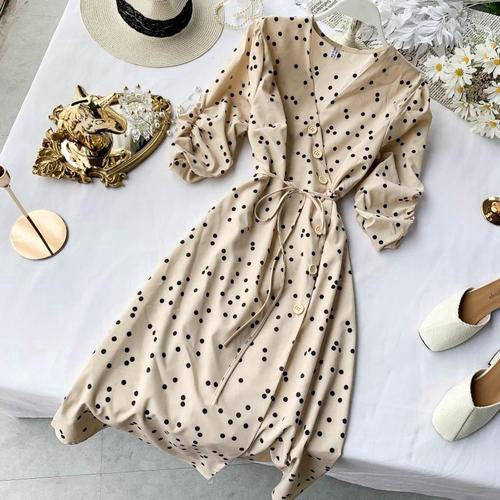 IELGY V-neck design pleated dress