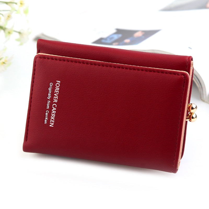 IELGY short wallet ladies small wallet Korean coin purse multi-card personalized leather bag women
