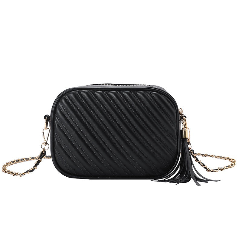 IELGY Black Market On Lingge Retro Women's Chain Crossbody Bag Fashion PU Western Style