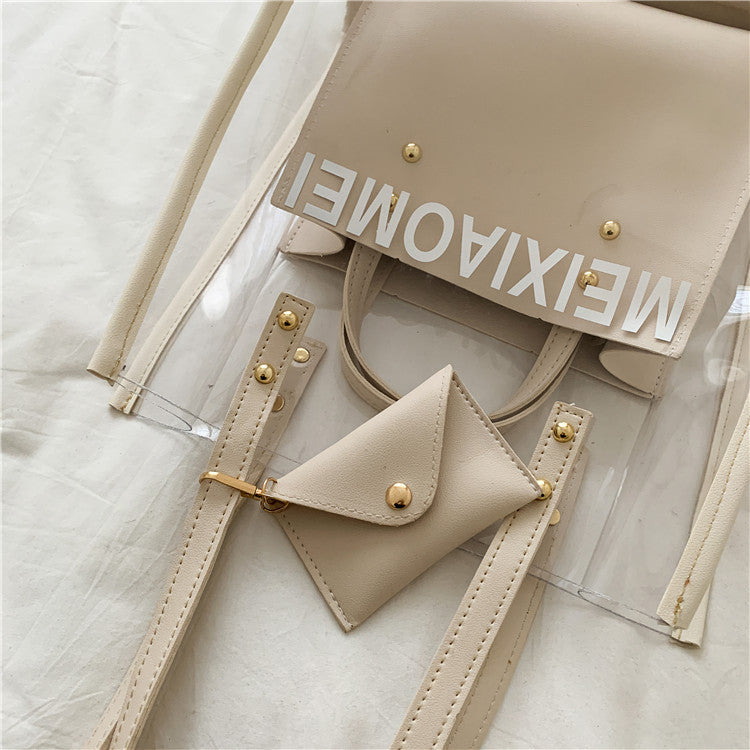 IELGY Jelly large transparent bag capacity, photo capacity and women's tote bag