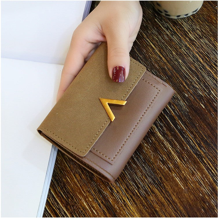 IELGY Small wallet female short paragraph folded personality ins purse