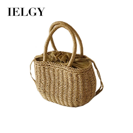 IELGY Handmade straw bag beach bag vacation summer handbag