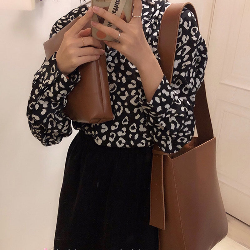 IELGY Retro Crossbody Bucket Simple Women's bag Casual One shoulder Fashion Korean All-match