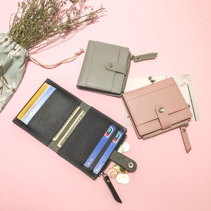 IELGY Small coin purse female zipper coin short paragraph slim wallet