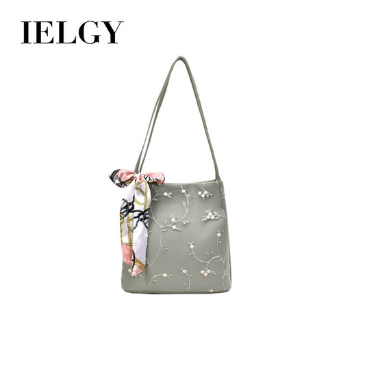 IELGY Chain bucket bag lace embroidery bag handbags national wind single shoulder slung casual
