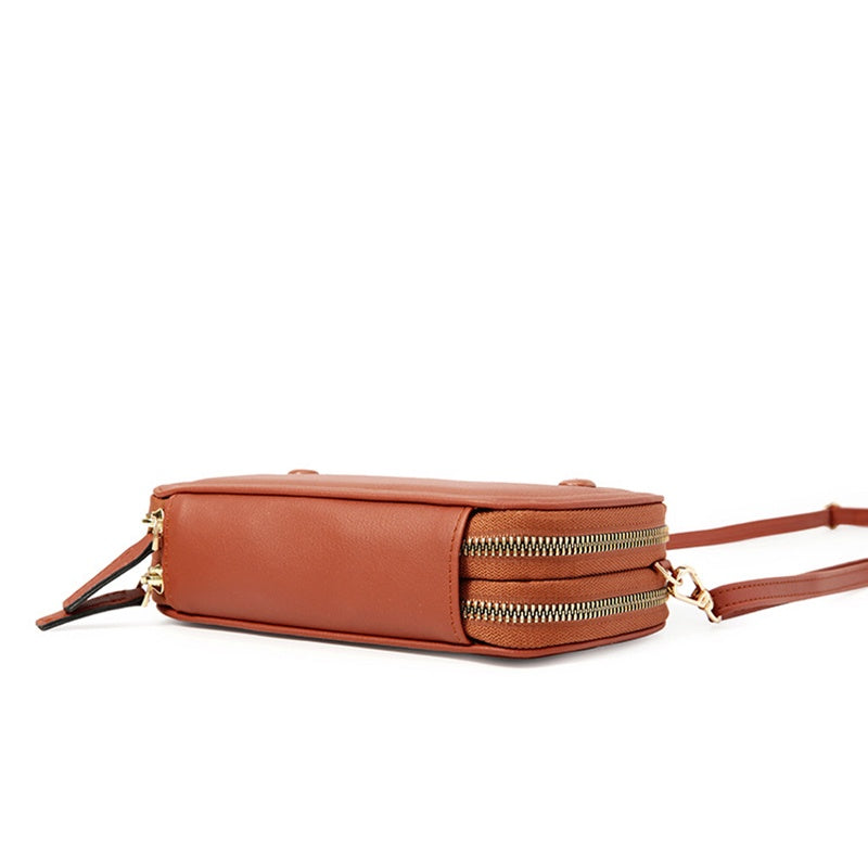 IELGY Korean retro versatile multifunctional smooth zipper phone bag for ladies