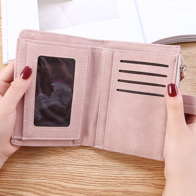 IELGY Women's short wallet small fresh multifunctional folding