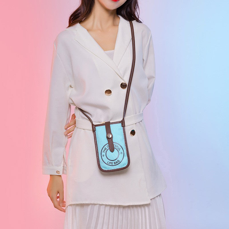 IELGY Woman's bag Black Square Mobile phone Letters Crossbody Mini Stylish Simple Versatile
