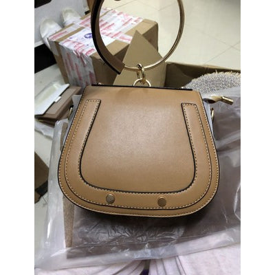 IELGY Saddle Bag Ring Studded Tote Crossbody Bag