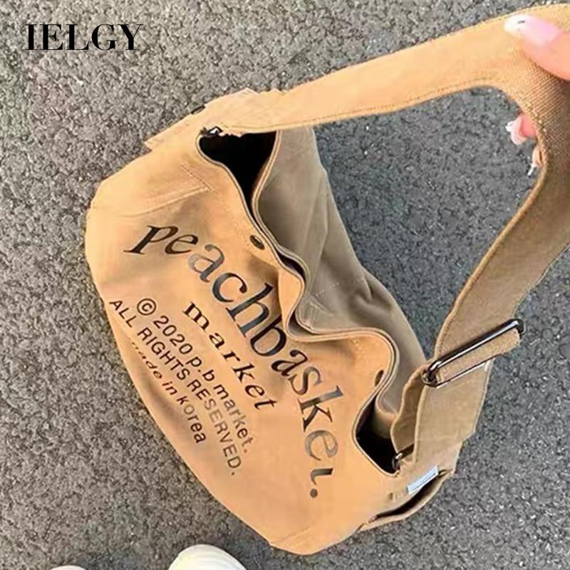 IELGY women's retro large capacity class messenger canvas bag