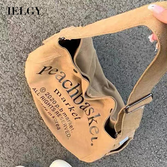 IELGY women's retro large capacity class messenger canvas bag