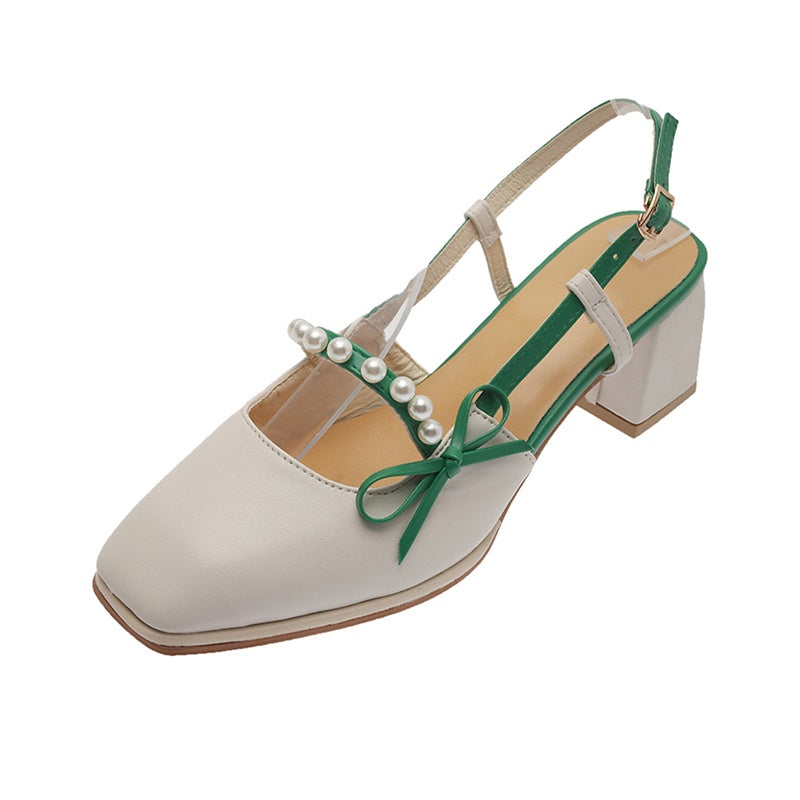 IELGY Baotou closed toes fairy style buckle bow sandals women