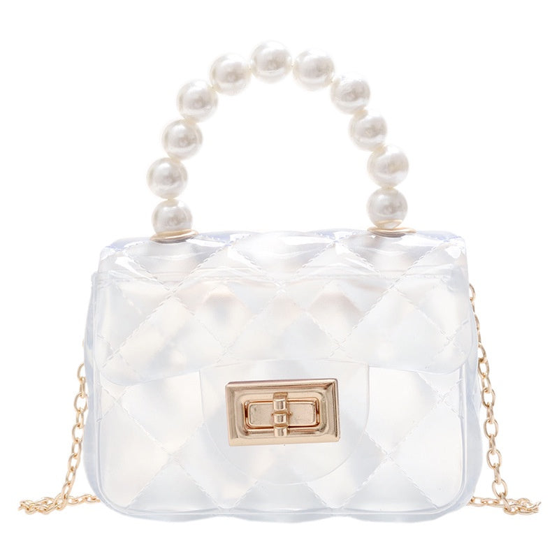 IELGY New jelly chain pearl handbag rhombus women's bag