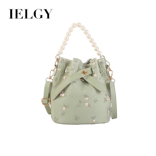Small bag girl 2021 spring new fairy new lace embroidered bucket bag chain pearl shoulder slant satchel