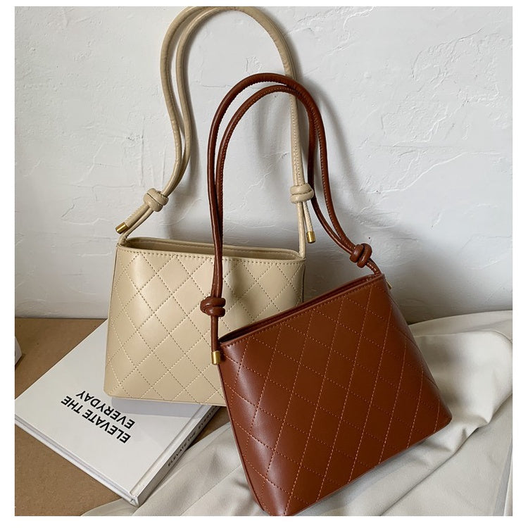 IELGY Women's bag solid color Retro All-matching one shoulder underarm bag rhombus popular fashion crossbody