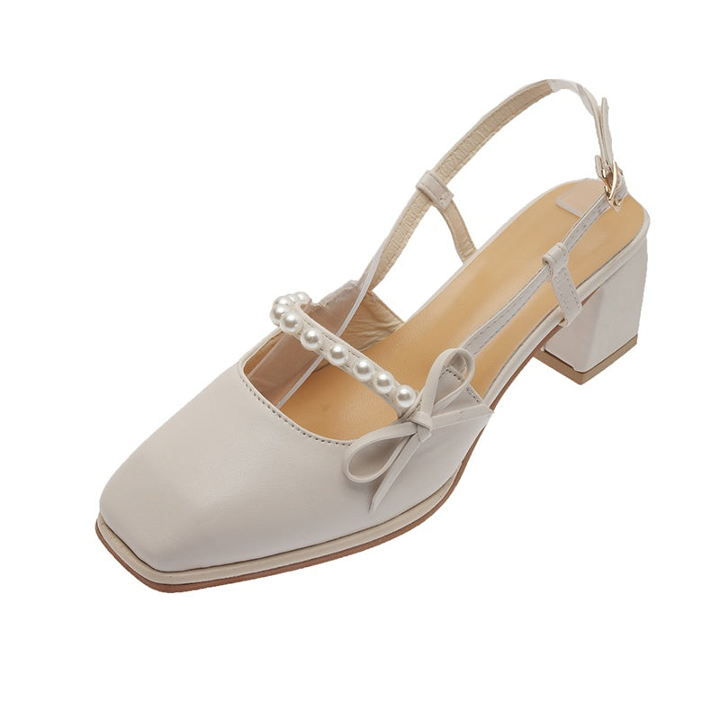 IELGY Baotou closed toes fairy style buckle bow sandals women