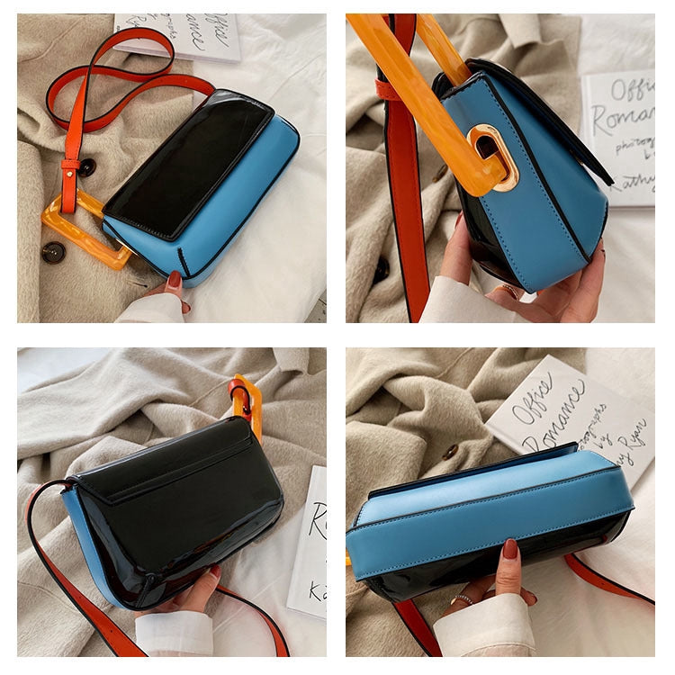IELGY contrast color is still small and fresh single shoulder small square bag