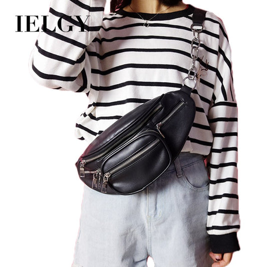 IELGY Diagonal personality leisure chain chest pockets