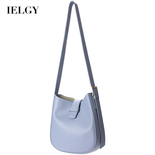 IELGY Women's Bucket Commuter Korean Style Wide Strap Crossbody Bag Soft Leather Simple Large-Capacity New Fashion