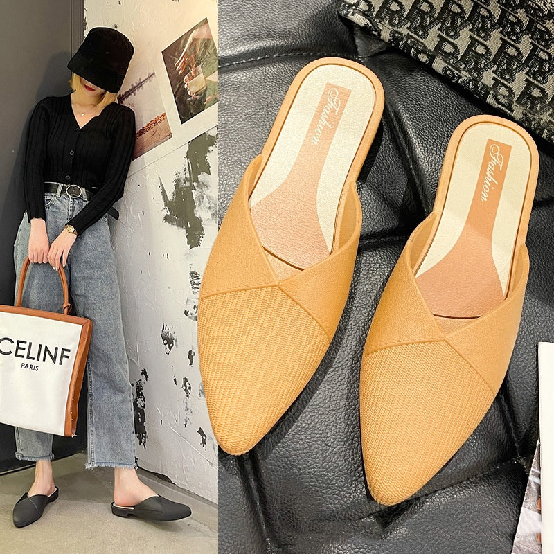 IELGY casual Korean style solid color fashion outer wear Baotou slippers