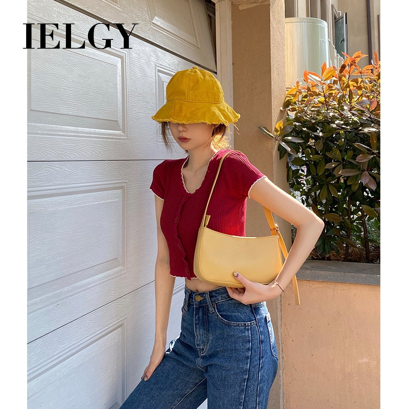 IELGY Western style French niche design underarm bag, one shoulder handle stick bag