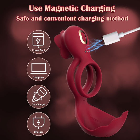 YOUTHAV New style male and female homosexual couple resonance rose lock sperm ring clamp vibration device used for lock sperm delay ring