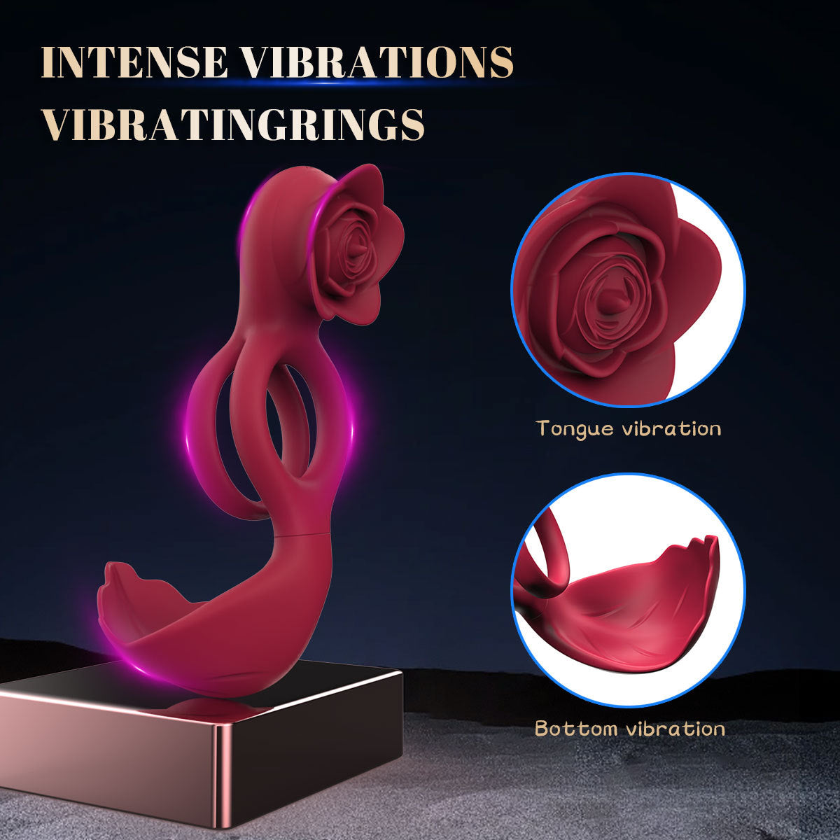 YOUTHAV New style male and female homosexual couple resonance rose lock sperm ring clamp vibration device used for lock sperm delay ring