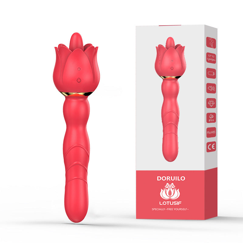 YOUTHAV Lotus vibration super strong stimulation G point direct insertion silicone AV stick motor 12 frequency vibration teasing tongue licking vibrator