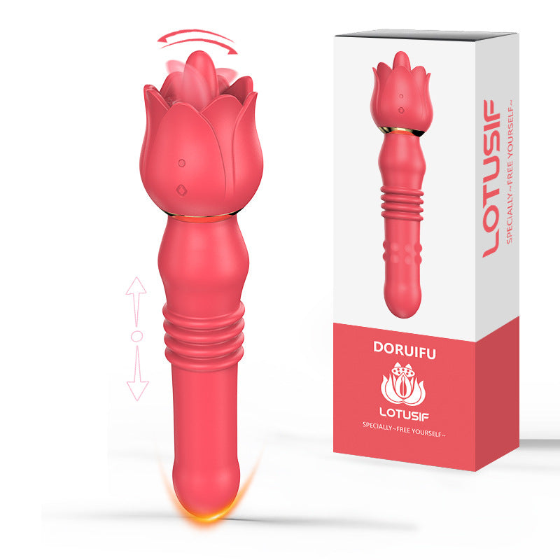 YOUTHAV Lotus vibration super strong stimulation G point direct insertion silicone AV stick motor 12 frequency vibration teasing tongue licking vibrator