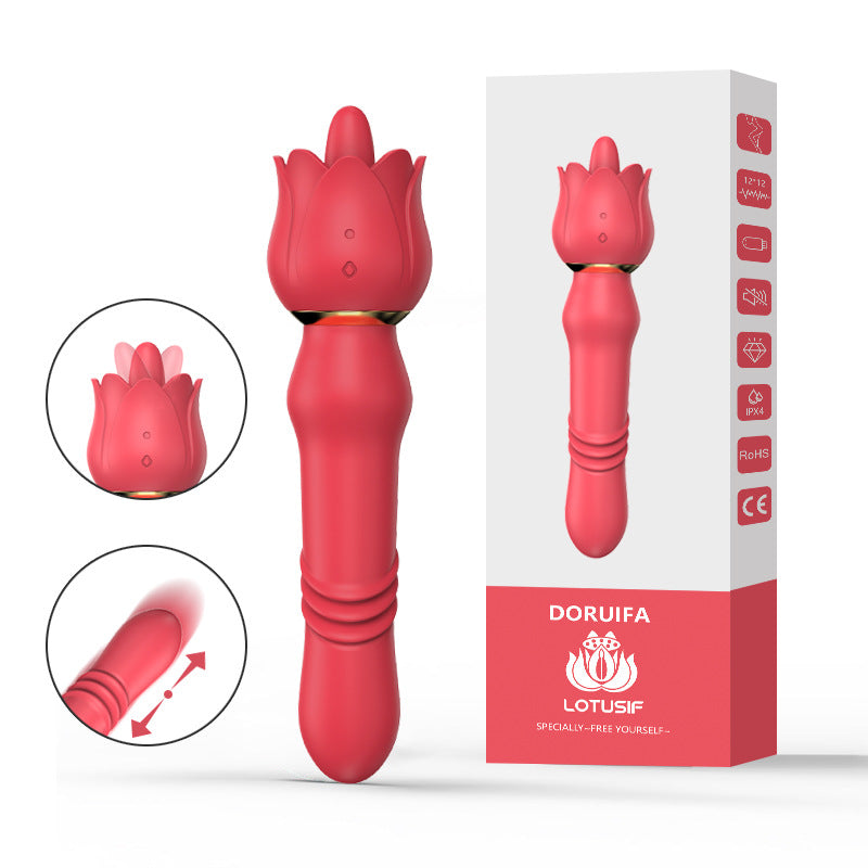 YOUTHAV Lotus vibration super strong stimulation G point direct insertion silicone AV stick motor 12 frequency vibration teasing tongue licking vibrator