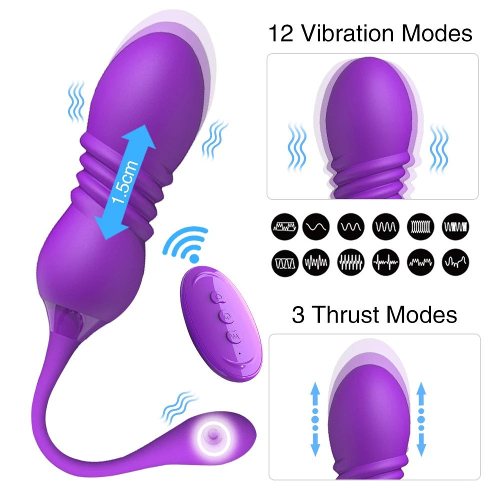 Wireless remote control telescopic vibration jumping egg female silicone vibration massager adult sex toys