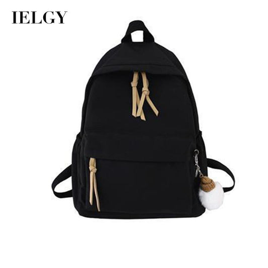 IELGY Korean schoolbag female simple black wild canvas backpack trend