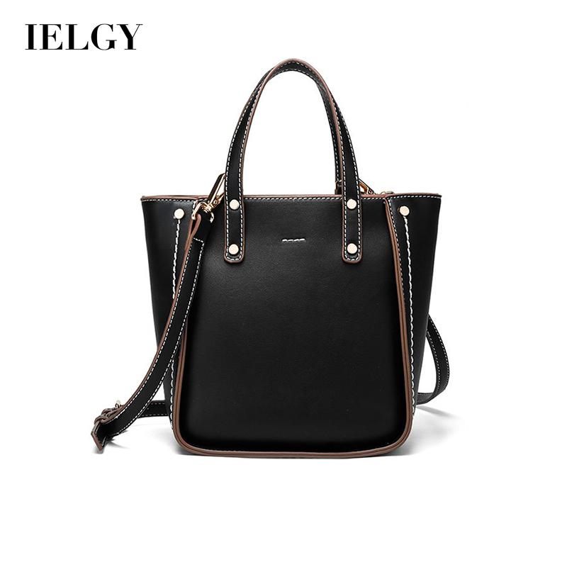 IELGY bucket Atmosphere street shoot rivet Handbag black Messenger Bag Small New Trendy Fashion