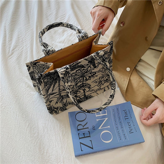 IELGY women's bag fashion canvas bag large-capacity shopping bag