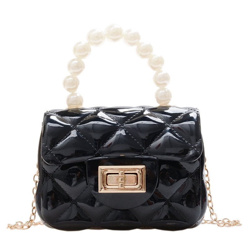 IELGY New jelly chain pearl handbag rhombus women's bag