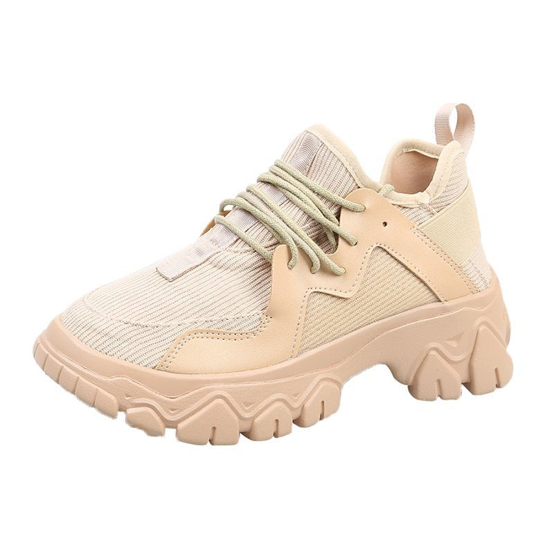 IELGY fashion lace-up women's shoes platform casual mesh sneakers