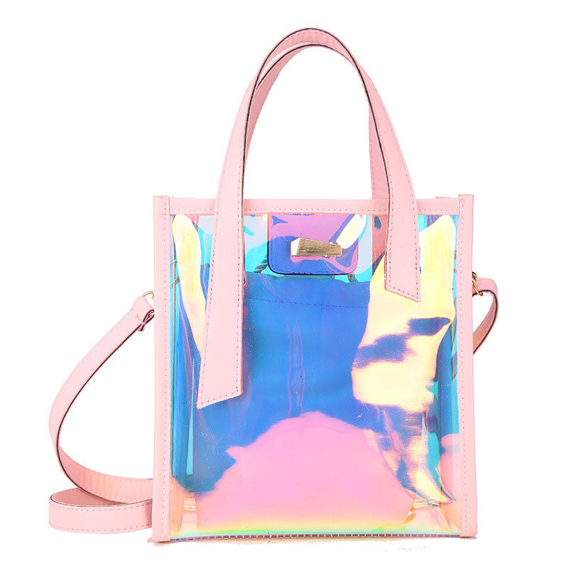 IELGY Summer Korean version jelly bag picture bag trendy transparent bag handbag ins style diagonal shoulder bag shoulder strap design