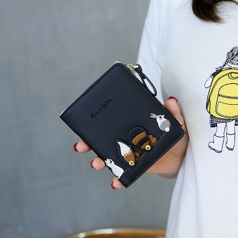 IELGY ins wallet women short Korean style cute small fresh mini trendy personality coin purse