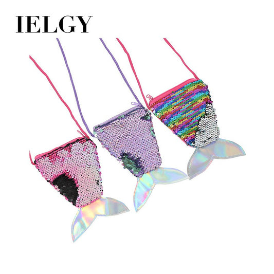 IELGY Sequins Coin Purse Lanyard Coin Fishtail Small Wallet