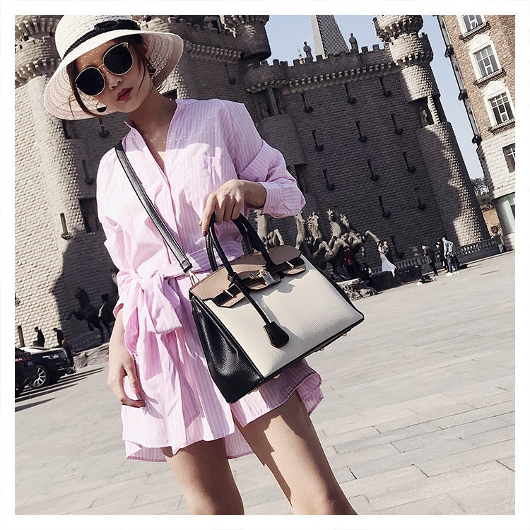 IELGY versatile large capacity portable litchi pattern one shoulder platinum Women's messenger bag casual fashion
