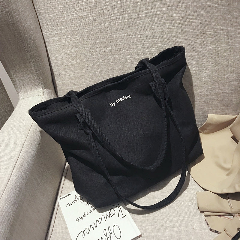 Ielgy large capacity canvas bag women 2020 new Korean version spring and summer Canvas Tote Bag portable simple one shoulder bag trend
