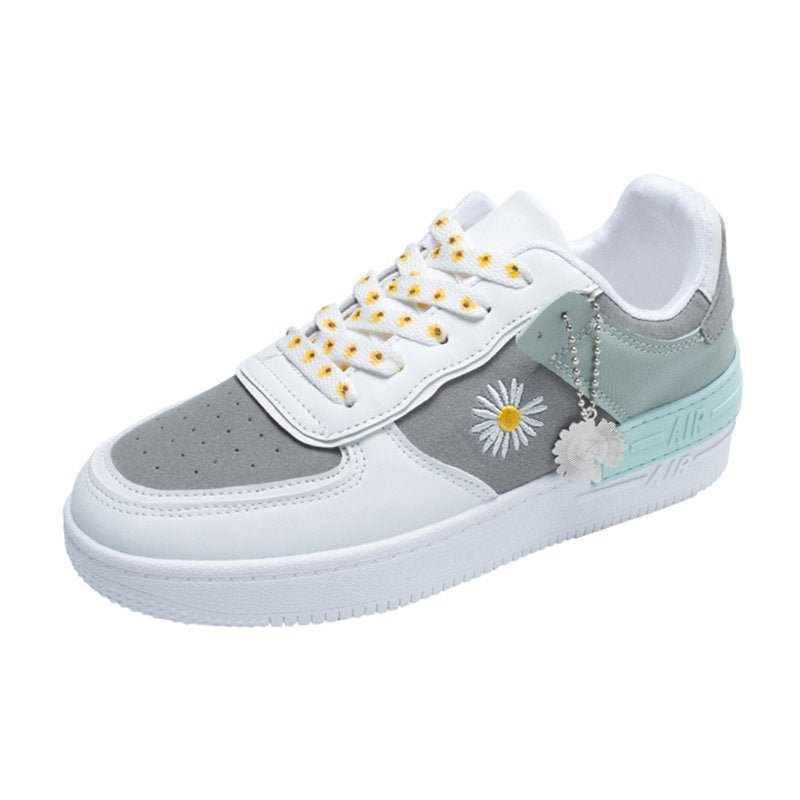 IELGY fashion ladies small daisy breathable port style casual white shoes