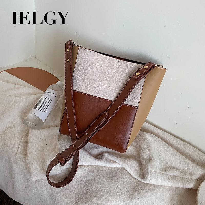 IELGY ins recommended colorblock bucket bag